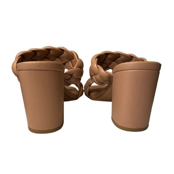 Madden NYC Camel Braided Cushion High Heel Sandals Size 7 Square Toe 3 3/4 Inch - Picture 4 of 8